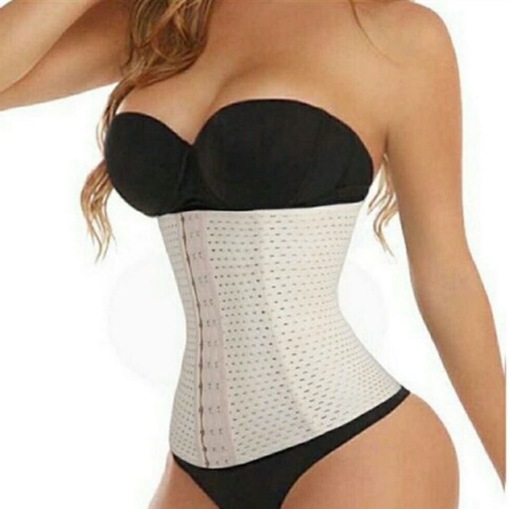NWOT WAIST TRAINER 3-row adjustable shapewear size large cream new without tags